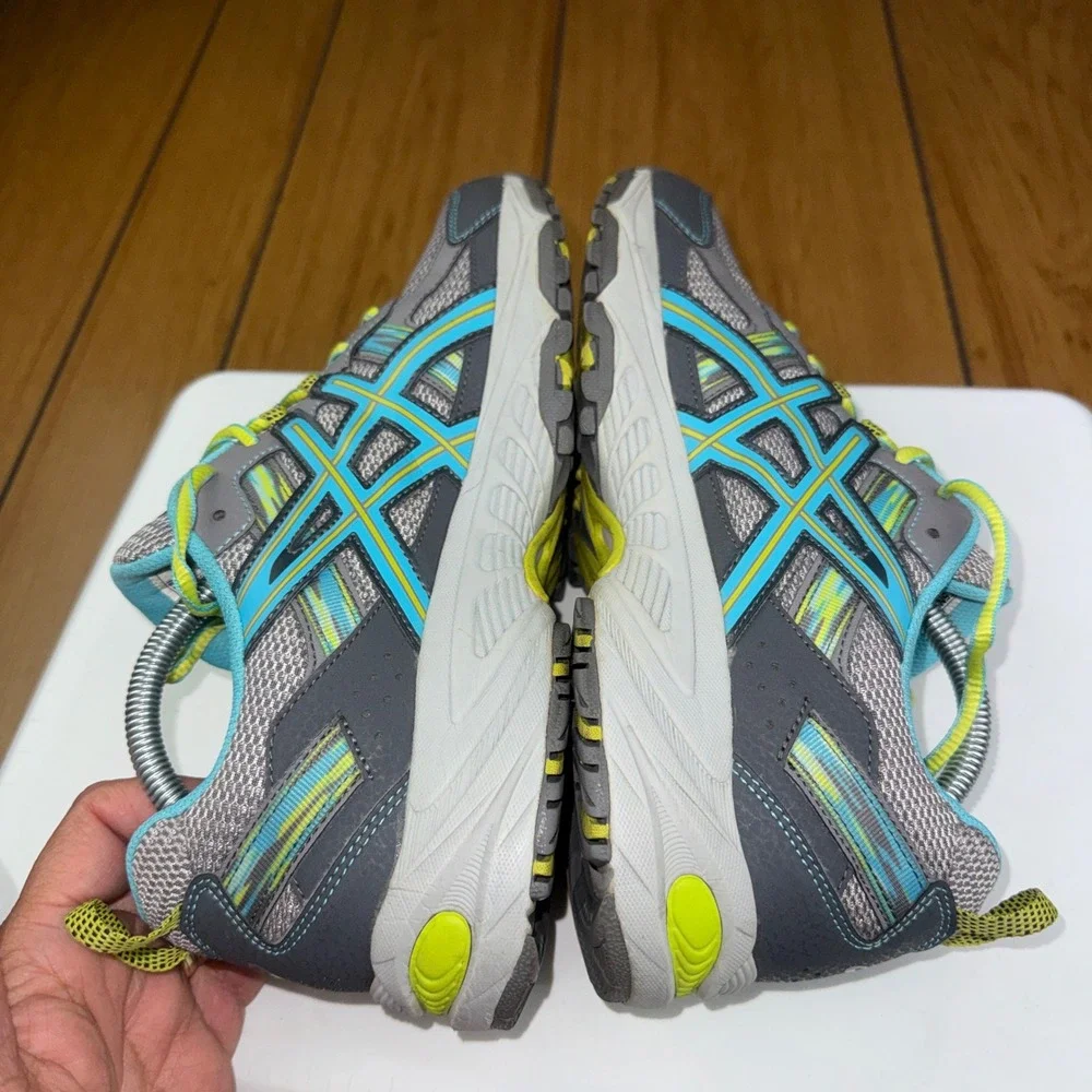 Asics Gel-Venture 5 Womens 11 Grey Blue Yellow Trail Running Shoes‎ T5N8N